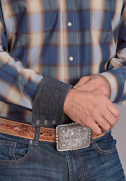 Stetson 2513 Ranch Plaid (Blue) - Men's Western Shirt