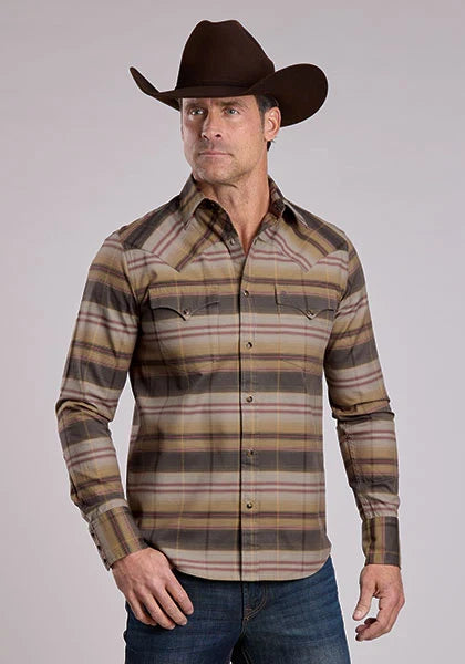 Stetson 2680 Serape Plaid (Brown) - Men's Western Shirt