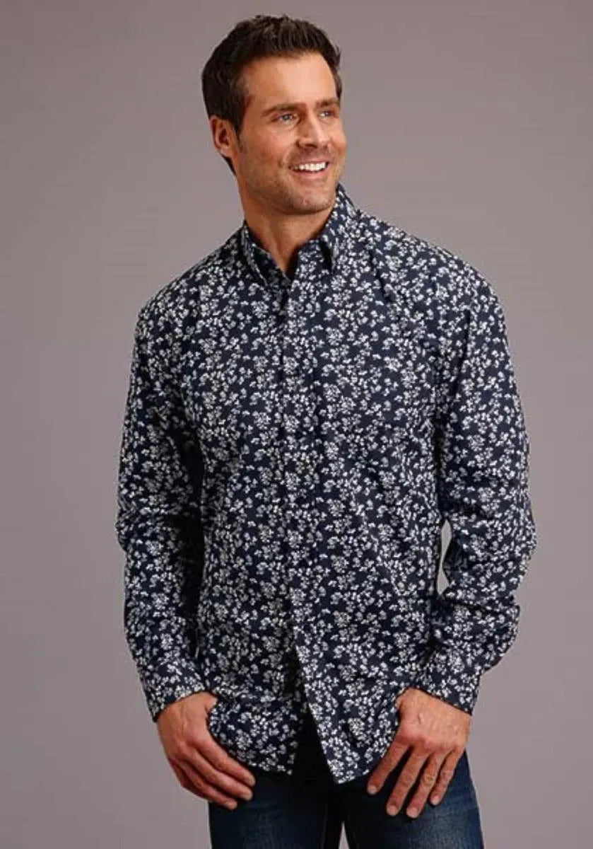 Stetson Frontier Floral (Blue) - Men's Western Shirt