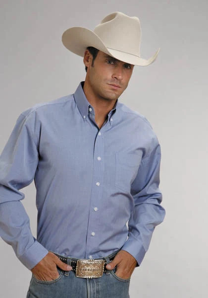 Stetson 5661 End On End (Blue) - Men's Western Shirt
