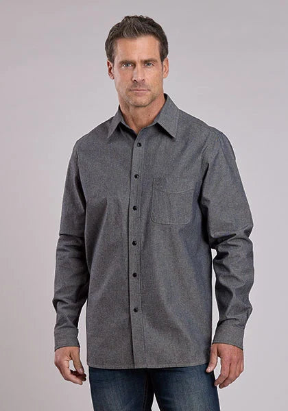 Stetson Chambray Button Front (Navy) - Men's Western Shirt