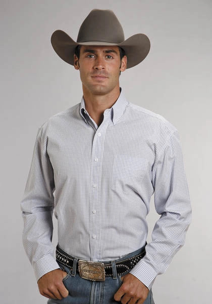 Stetson 5663 Two Stripe Straight (Blue) - Men's Western Shirt