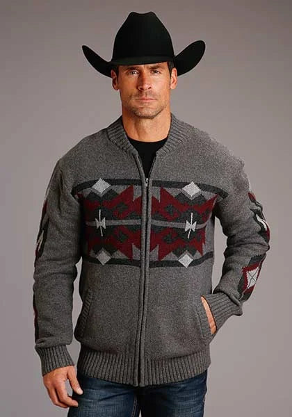 Stetson 00907 Heathered Aztec (Grey) - Men's Sweater