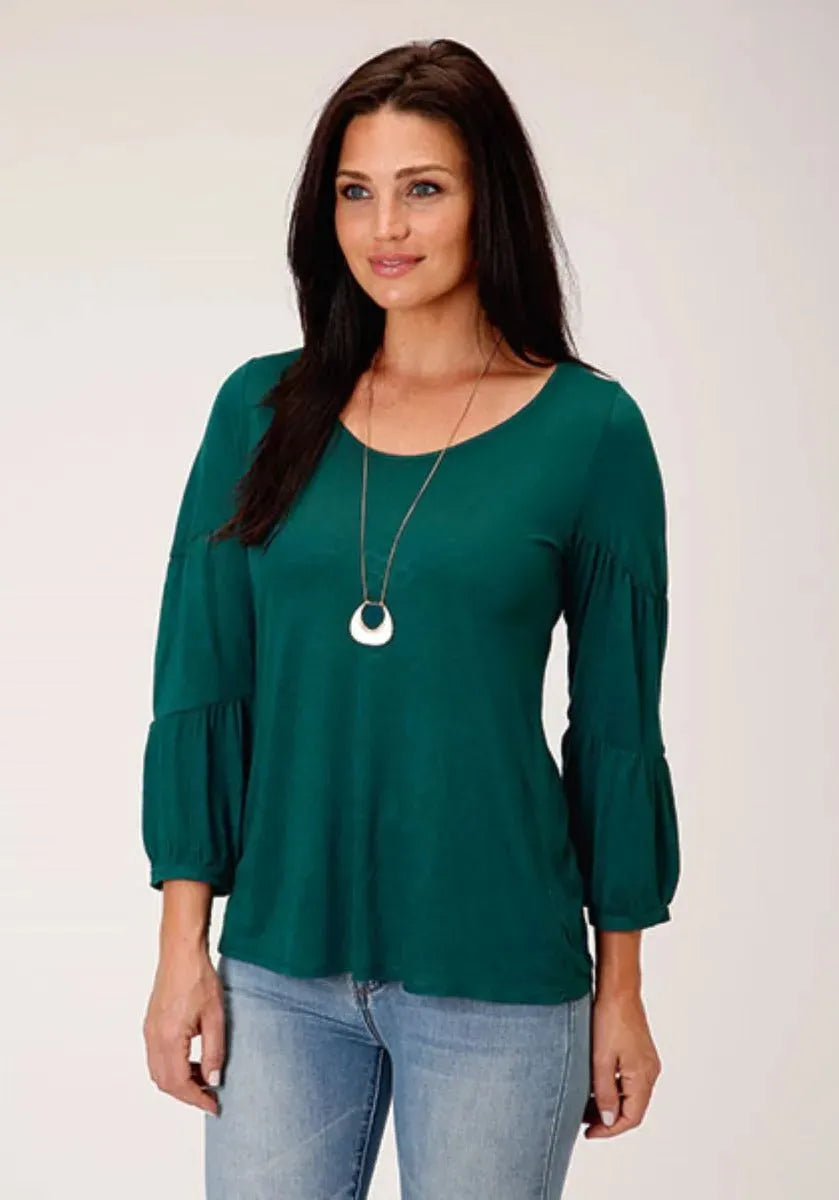 Stetson Jersey Knit Pull Over Blouse (Jade Green) - Women's Shirt