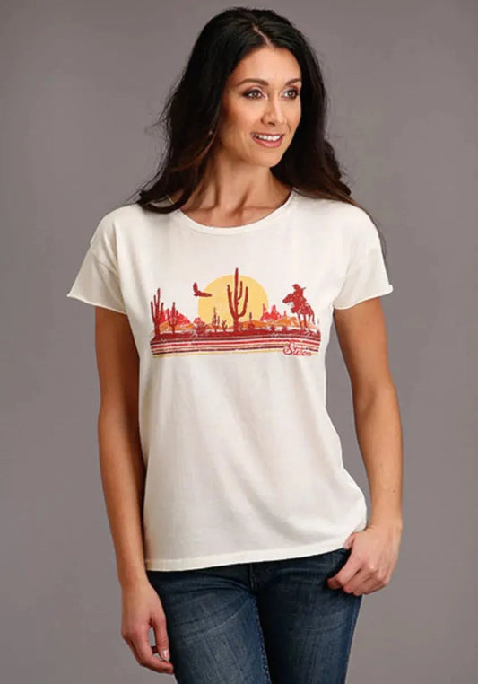 Stetson Cowgirl In Desert (White) - Women's Short Sleeve T-Shirt