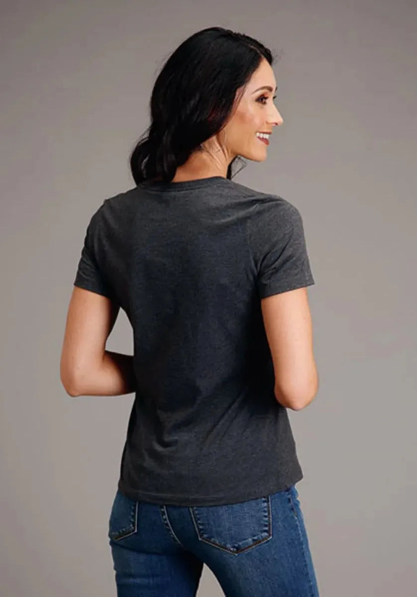 Stetson Sunset and Mountain (Grey) - Women's Short Sleeve T-Shirt