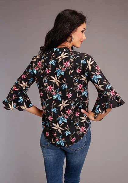 Stetson 00897 Feather Floral Rounded (Black) - Women's Blouse