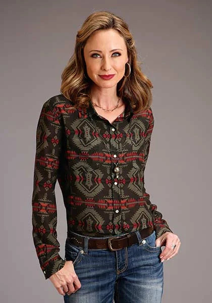 Stetson 00873 Blanket Print (Brown) - Women's Blouse