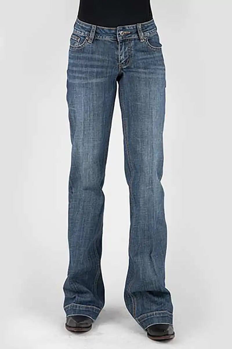 Stetson 214 Trouser Fit Deco Back Packet ( Denim Medium Wash )- Women's Jeans