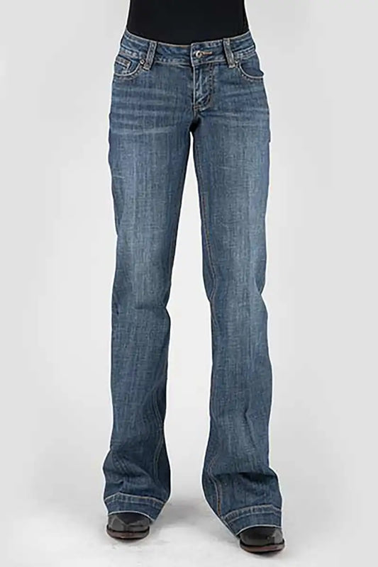 Stetson 214 Trouser Fit Deco Back Packet ( Denim Medium Wash )- Women's Jeans