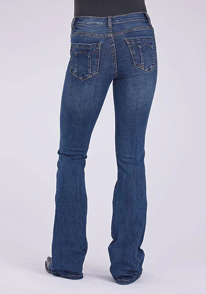 Stetson 921 High Waist Flare Fit Pieced Pocket (Dark Wash) - Women's Jeans