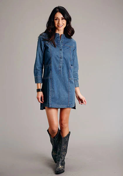 Stetson 3/4 Sleeve (Blue) - Women's Denim Dress
