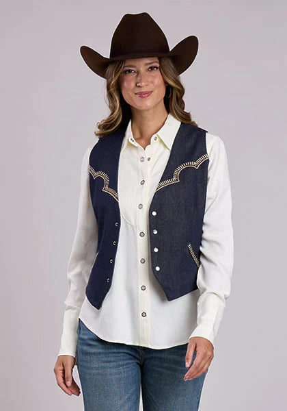 Stetson Embroidered Dark Rinse Denim - Women's Vest