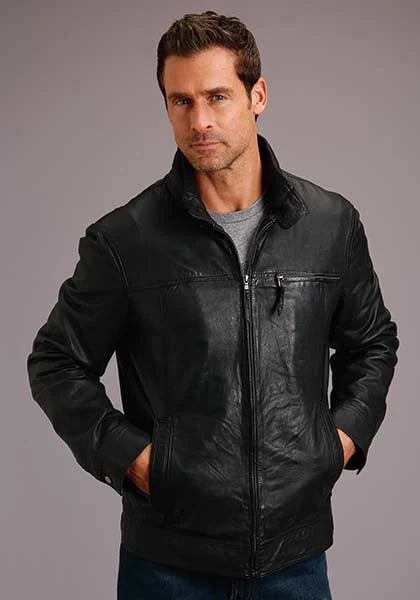 Stetson Novelty Solid Smooth Leather (Black) - Men's Leather Jacket