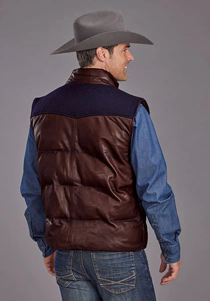 Stetson Smoothed Brunish Quilted (Brown) - Men's Leather Vest