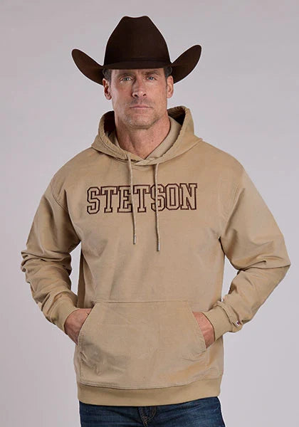 Stetson Brown Embroidered Logo (Khaki) - Men's Hoodie Sweatshirt