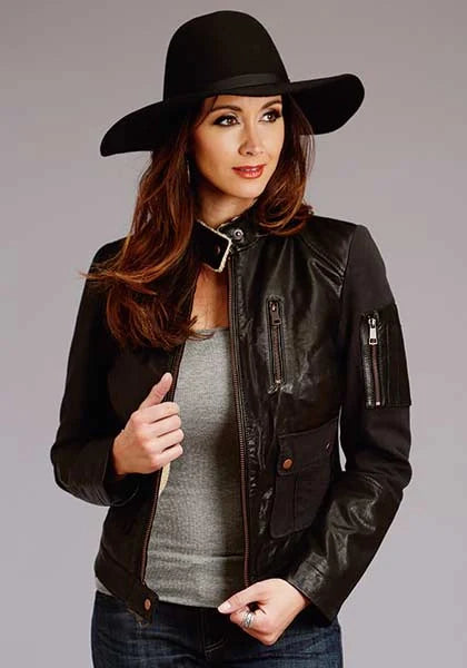 Stetson Novelty Solid Smooth (Black) - Women's Leather Jacket