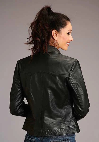 Stetson Novelty Solid Smooth (Black) - Women's Lamb Leather Jacket