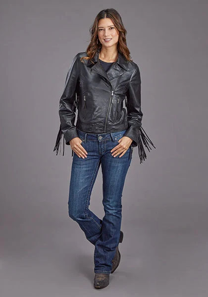 Stetson Asymmetrical Zip Motorcycle (Black) - Women's Leather Jacket