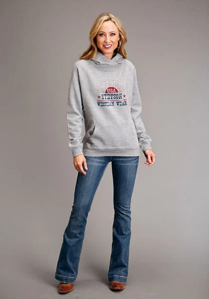 Stetson USA Sunburst Logo (Grey) - Women's Hoodie Sweatshirt