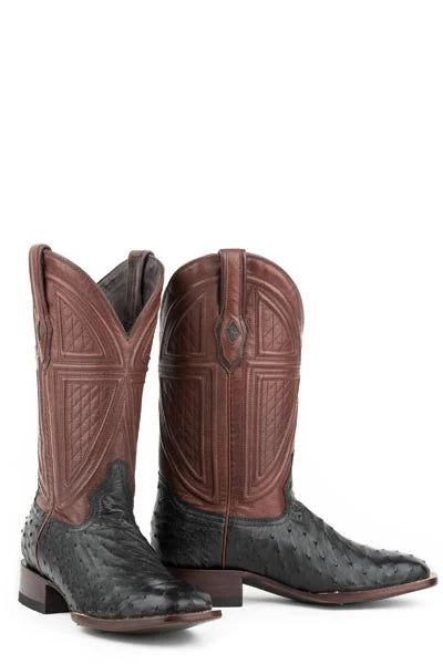 Stetson Dillon (Brown/Black) - Men's Ostrich Cowboy Boot