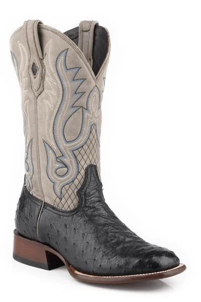 Stetson Ozzy (White/Black) - Men's Ostrich Cowboy Boot