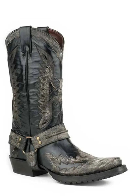 Stetson Outlaw Eagle Biker (Black) - Men's Cowboy Boot