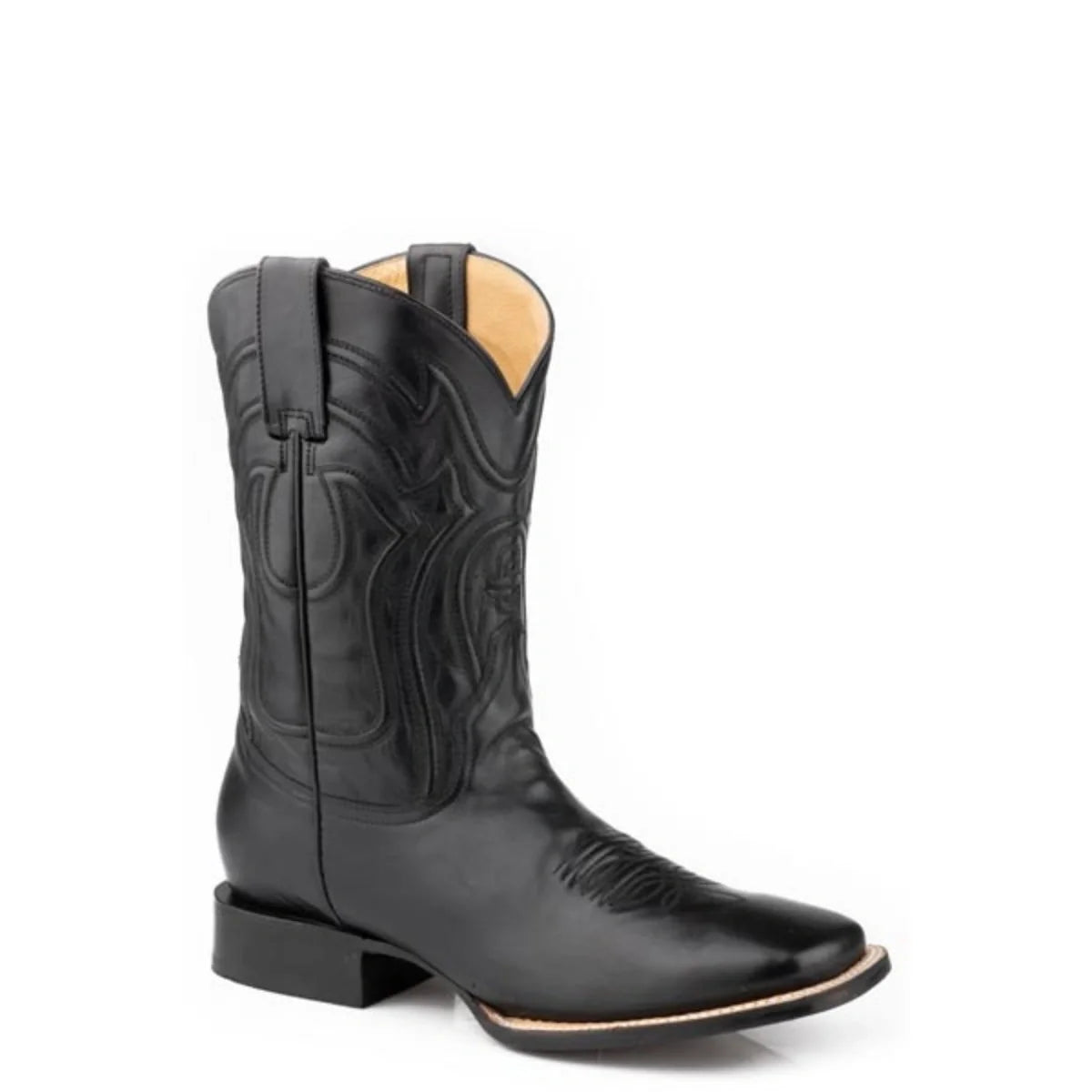 Stetson Garrett Stockman Heel (Black) - Men's Cowboy Boot