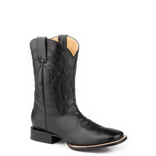 Stetson Garrett Stockman Heel (Black) - Men's Cowboy Boot