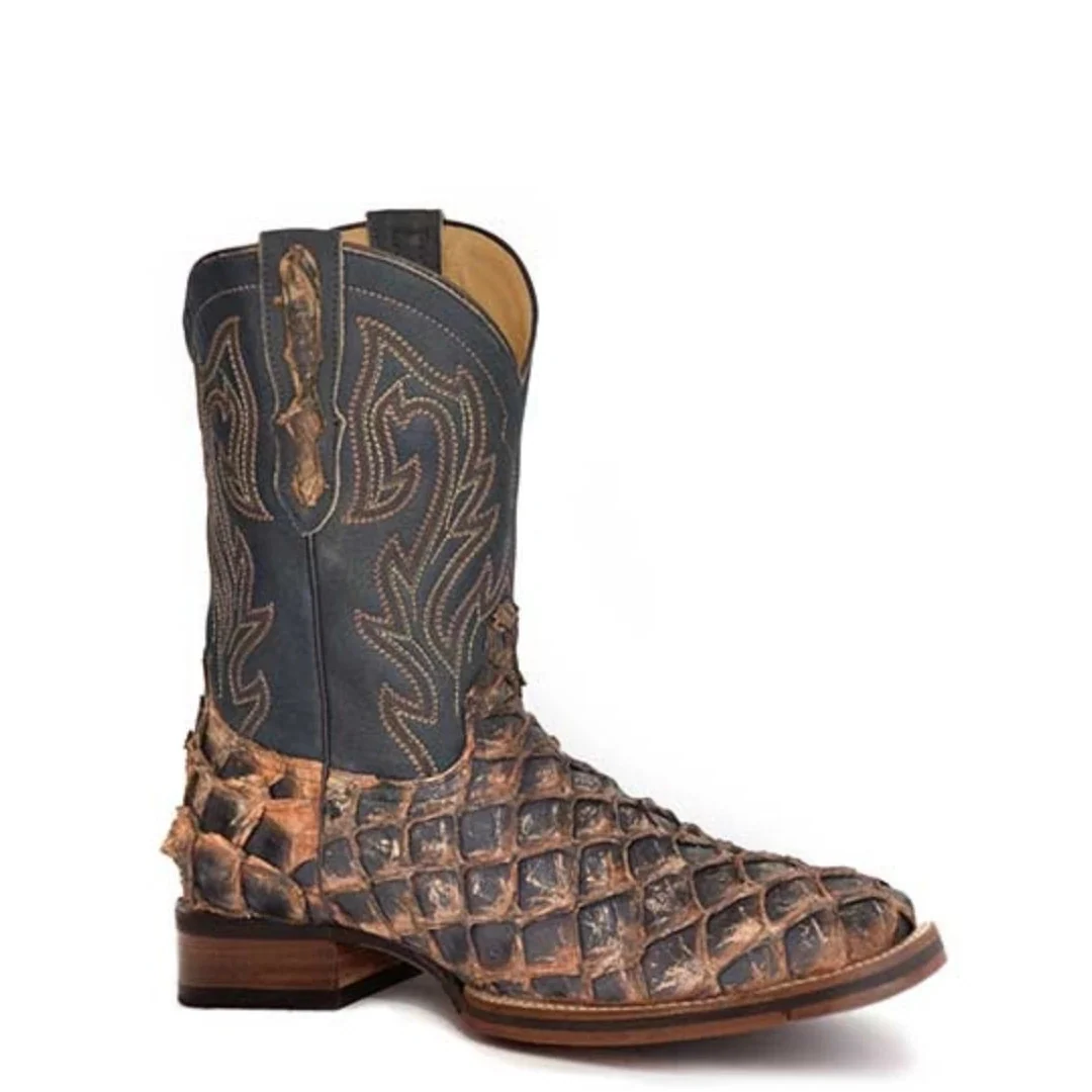 Stetson Predator (Black) - Men's Pirarucu Cowboy Boot