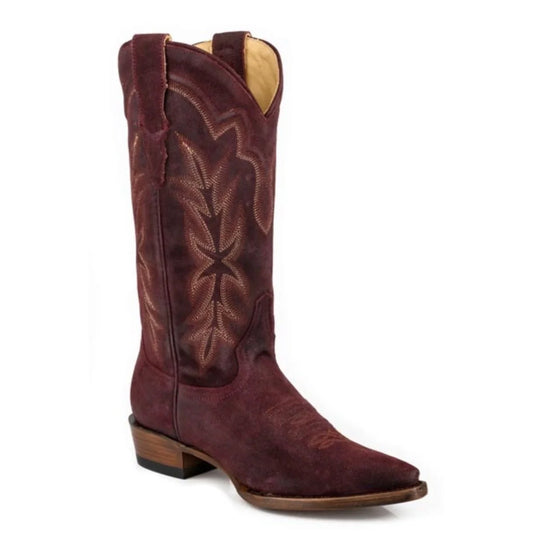 Stetson Casey (Wine) - Women's Suede Leather Cowgirl Boot