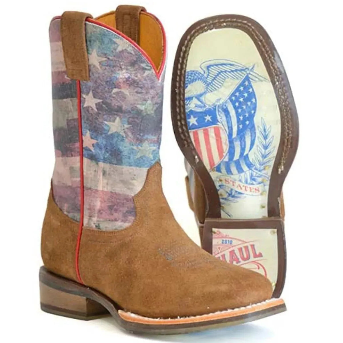 Tin Haul Little Patriot / Americana Sole (Red, White, & Blue) - Little Kids/Big Kids Leather Cowboy Boots