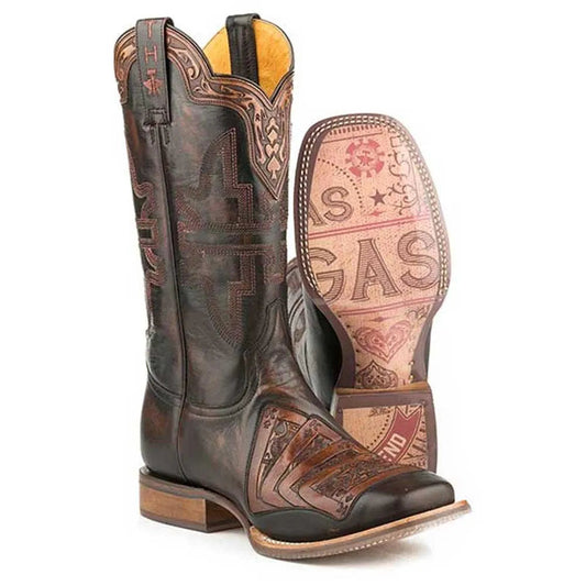 Tin Haul Kings / Gambling Legend ( Black) - Mens Leather Cowboy Boot