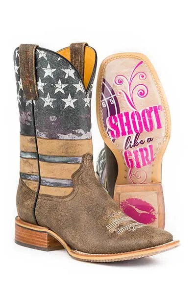 Tin Haul American Woman - Women's Leather Cowgirl Boot