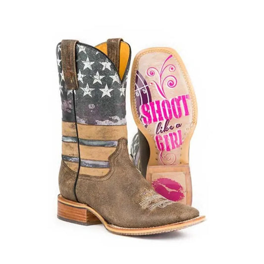 Tin Haul American Woman - Women's Leather Cowgirl Boot