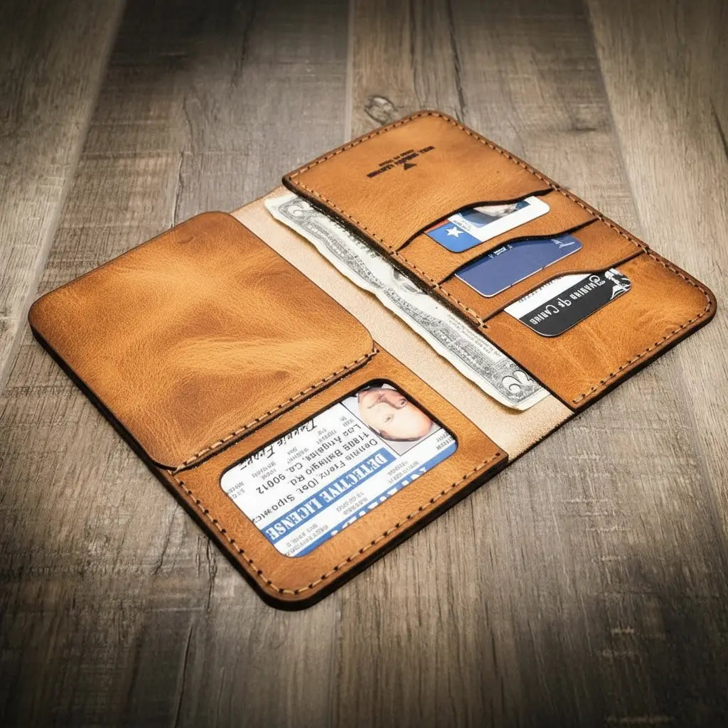 Badge Long Wallet - Saddle Tan