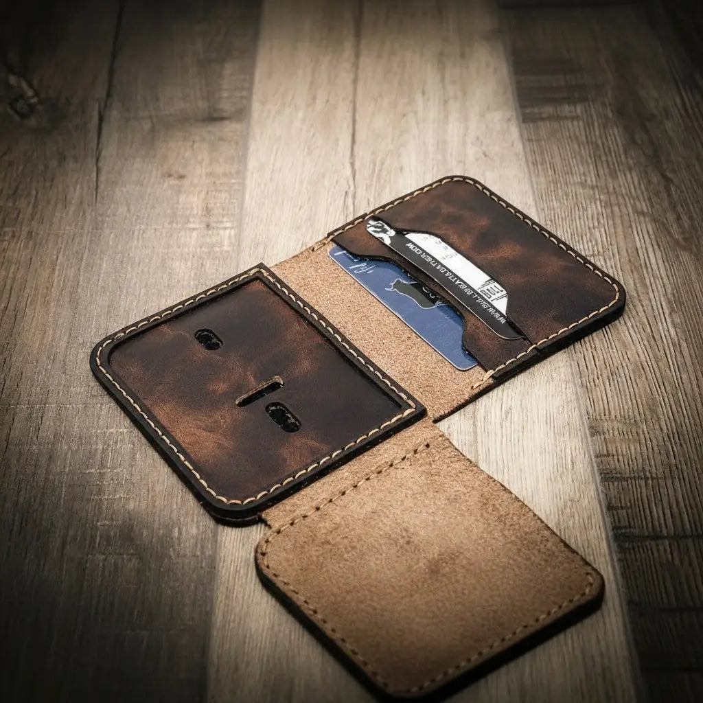 Minimalist Badge Wallet - Walnut Brown