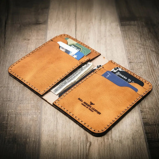 Western Vertical Wallet - Saddle Tan