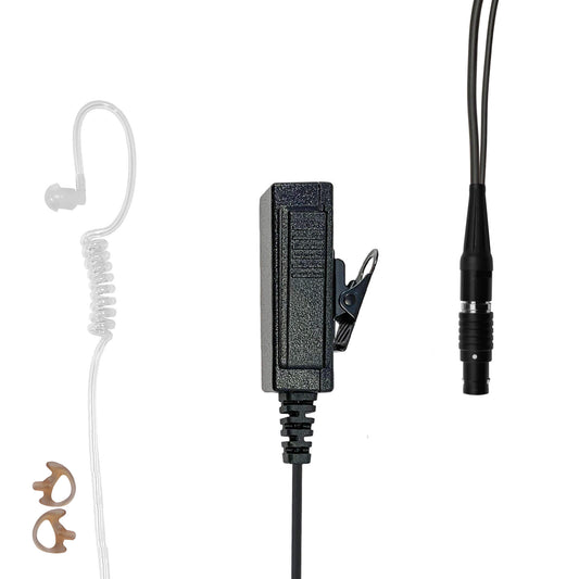 Tactical 2 Wire Mic & Earpiece Kit - Selex/Marconi/Bowman H4855, H4855U,  AN/PRC-343, Personal Role Radio PRR Integrated Intra Squad Radio IISR - LEMO 5 Pin Connector