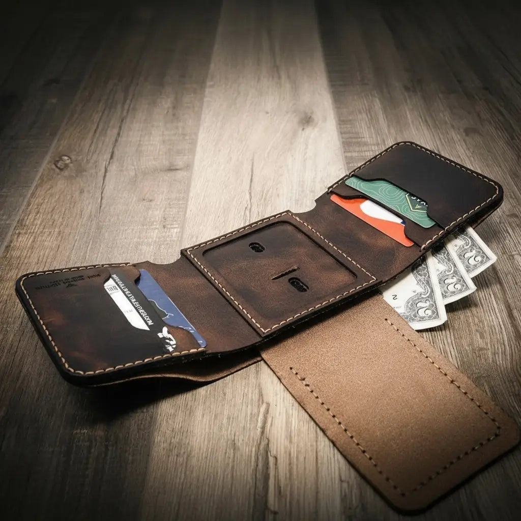 Badge Trifold Wallet - Walnut Brown