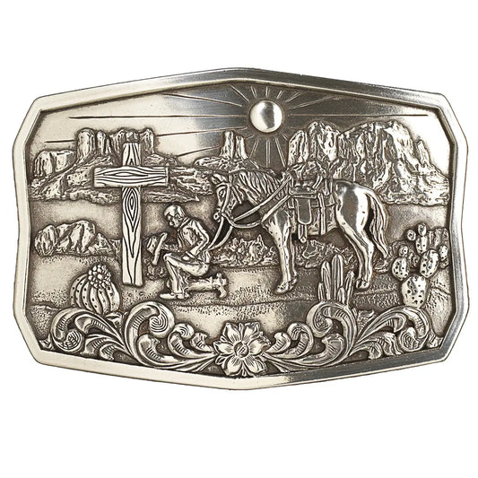Nocona Praying Cowboy Cactus - Belt Buckle