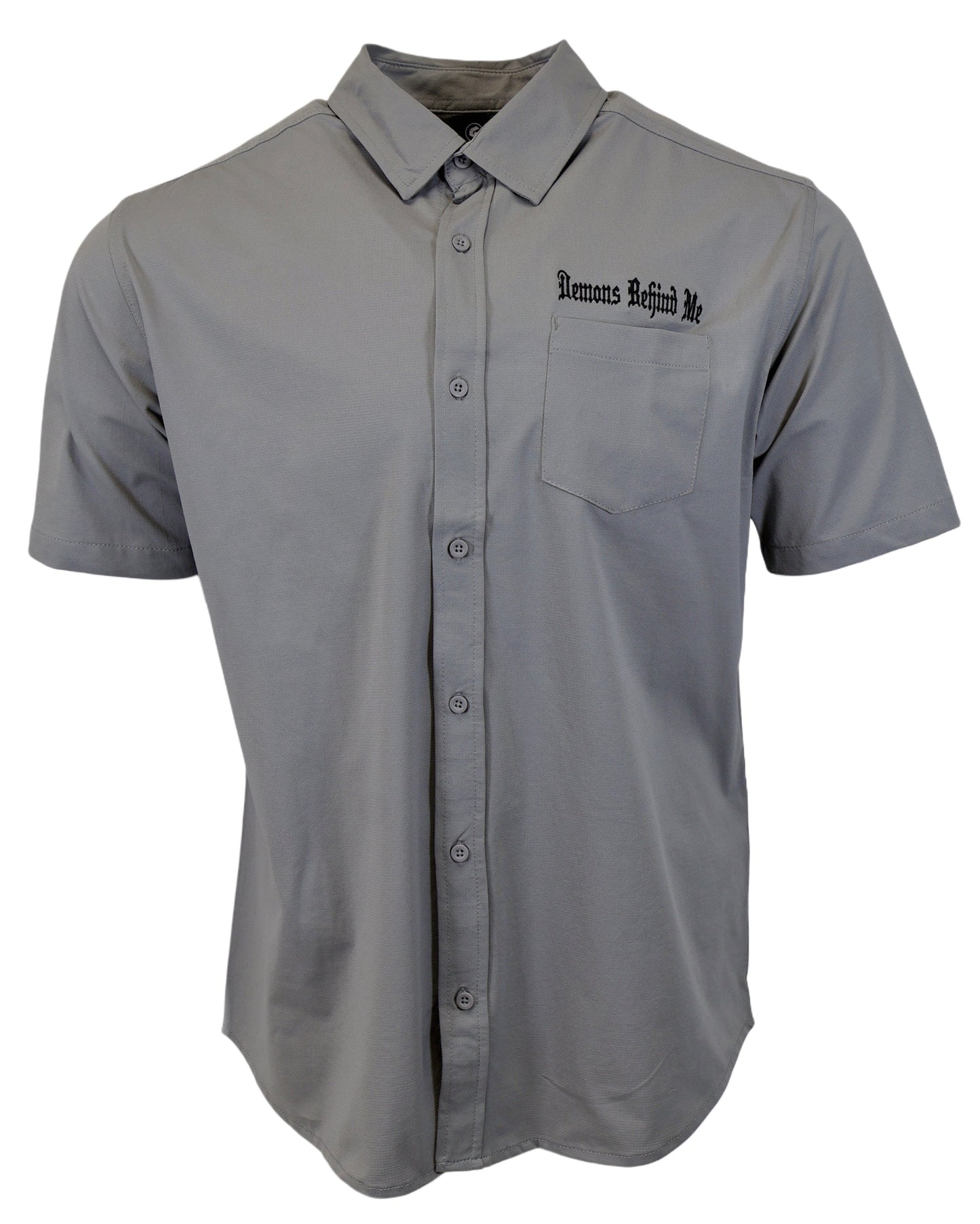 Micro-Perforated, Stretch Embroidered Button-Up