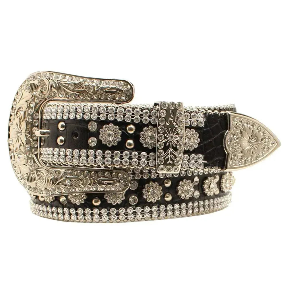 3D Flower Girl Gator Leather Belt - Womens Belt