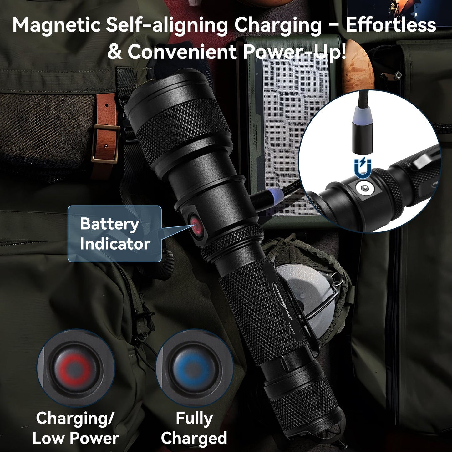 FlexBeam 1200LM Thread-Zoom Hunting Flashlight | 700M Range | Stable on Guns & Bikes