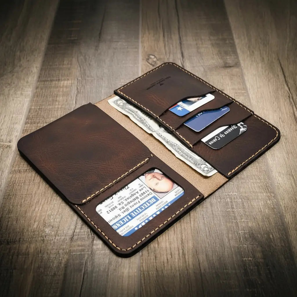 Badge Long Wallet - Walnut Brown