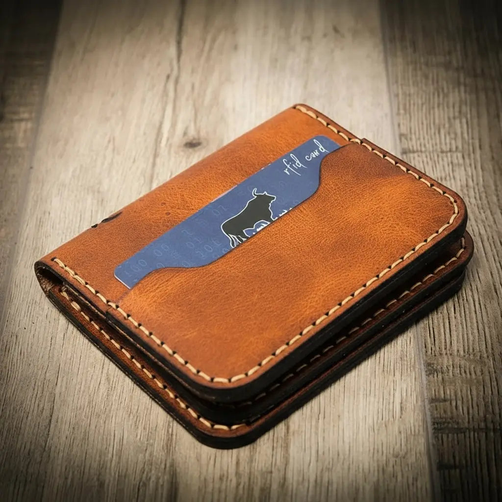 Minimalist Badge Wallet - Chestnut Brown