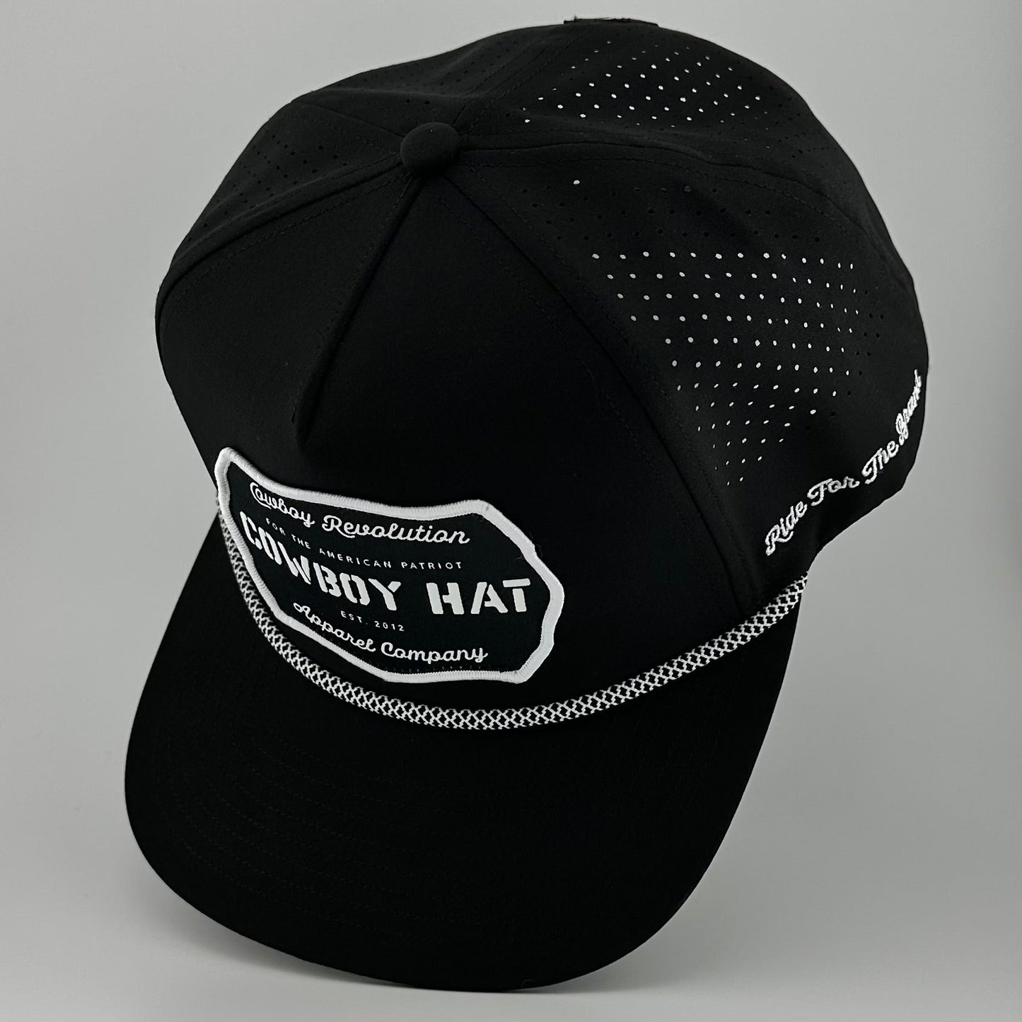 “Cowboy Hat” Performance Patch Rope Hat - Black
