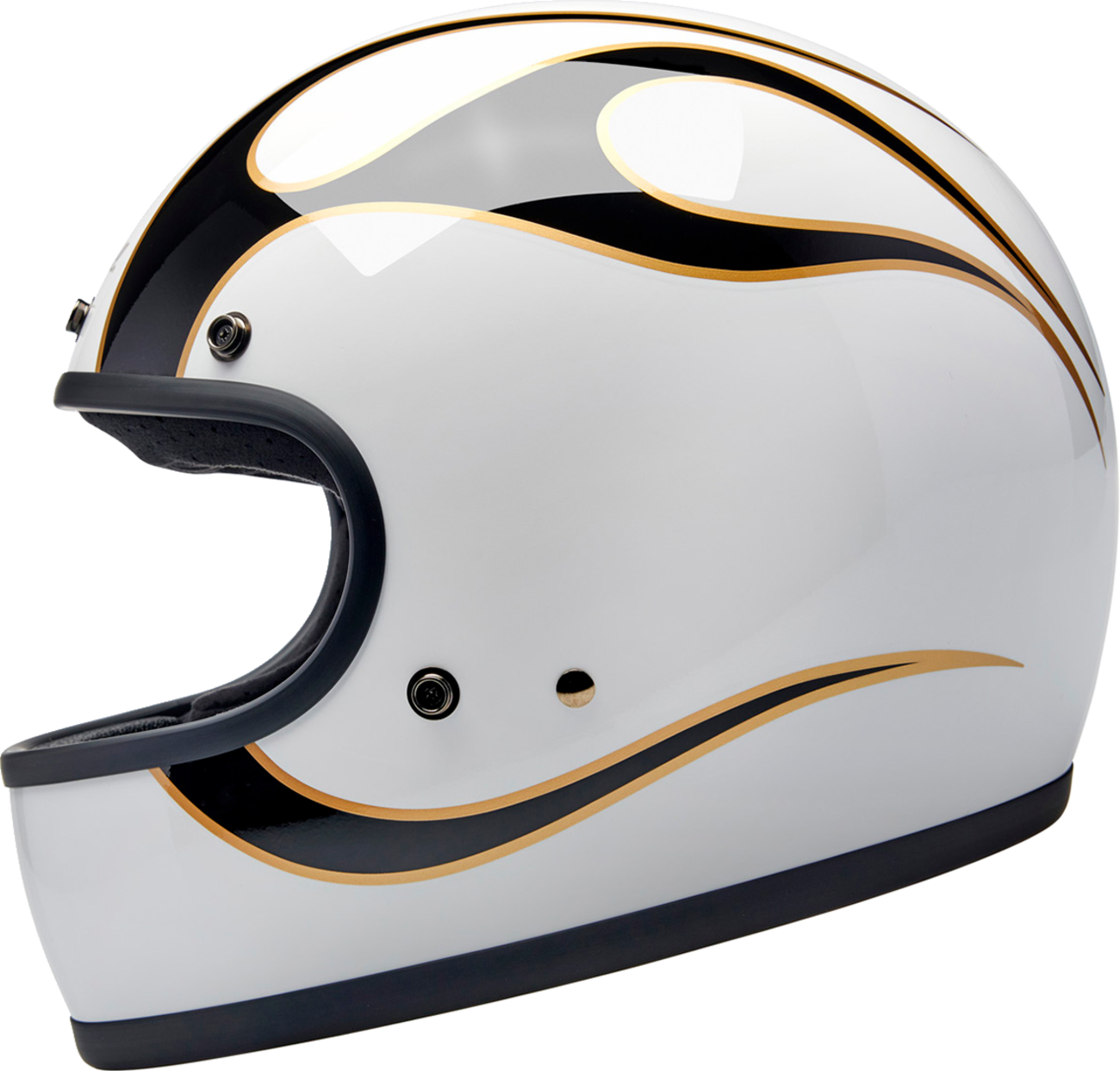 BILTWELL Gringo Helmet - Flames - White/Black - XL 1002-561-505