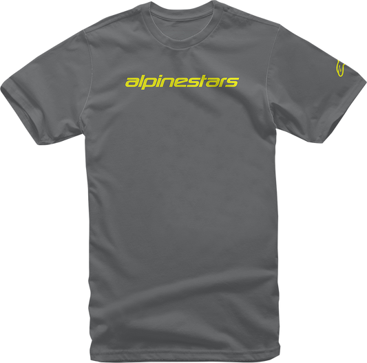 ALPINESTARS Linear Wordmark T-Shirt - Charcoal/Fluorescent Yellow - Medium 1212-720201852M