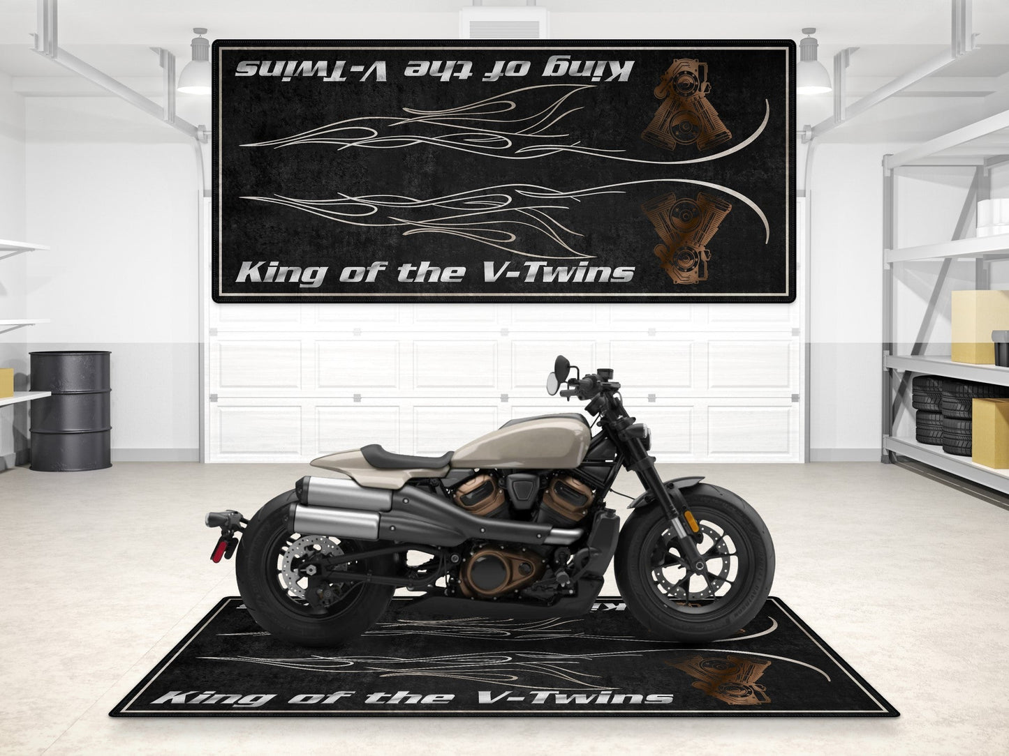 MPM Motorcycle Mat for Cruiser Motorcycle "King of the V-Twins" - MM7302